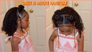 Quick/Easy 10 Minute Kids/ Girls Natural Hairstyles| Back To School Protective Braid Hairstyle