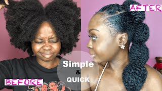Simple Quick Updo On Type 4 Natural Hair | $6 Bubble Ponytail Marley Hair