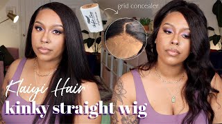 $183* Kinky Straight Human Hair Wig! | Sale! |  Perfect Line Swiss Grid Concealer | Ft. Klaiyi Hair