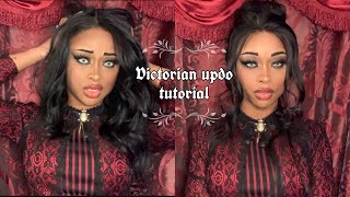 Victorian Updo On Synthetic Wig Tutorial (Attempt Gone Right )