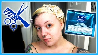 Blue Bleach & A Hair Cut At Home! Split Dye Part 2