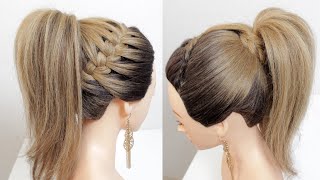 High Braided Ponytail Hairstyle For Long Hair.