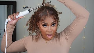  Try This Hairstyle On Your Curly Wig | Beautiful Highlights +Simple Install Ft Beautyforever Hair
