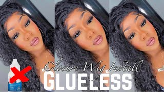 Absolutely No Glue! Bomb Glueless Lace Closure Wig Install Ft. Luvme Hair | *Simple And Easy*