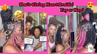 How To Do Knotless Box Braids Mix Pink Color + Heart Braids Bob | Step By Step Tutorial Ft.#Ulahair