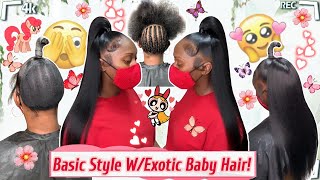 Quick Weave Half Up Half Down Hairstyle | Straight Hair + Edges Laid | Ft.#Ulahair