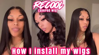 Buss Down Middle Part With Layers! Lace Where!? Detailed Tutorial Ft. Recool Wigs | Golden.Toned