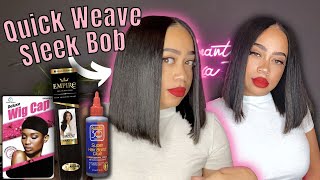 How To: Sleek Quick Weave Bob *On Myself* | Protective Style | Natural Hair Leave-Out | Step By Step