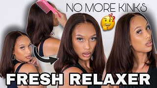 Wow! Relaxed My Hair!  Fresh Relaxer Natural Hair Textured Yaki Lace Wig