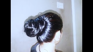 Simple Hairstyle L Hair Bun For Long Hair Lbun Dropped & Playing L Salunke Nandini Lh
