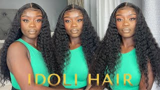 Bomb Affordable Water Wave Wig 13X4 Lace Frontal Wig Installation | Ft. Idoli Hair