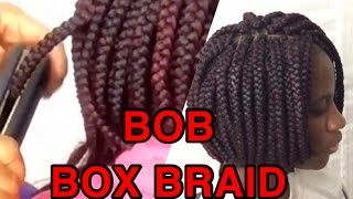 How To /Bob Box Braids /Using A Straightener To Seal The Tip