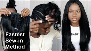 How To Do: Full Sew-In Weave In 10 Minutes New Method + Easier Lace Closure