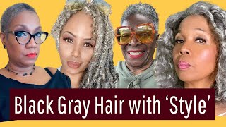 'Stylish' Natural Black Gray Hairstyles | For Women Over 50 On The Gray Hair Journey