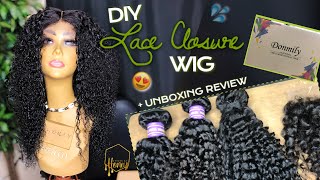 Affordable Closure + Curly Bundles From Amazon  + Making A "Frontal Illusion" Wig  Feat. D