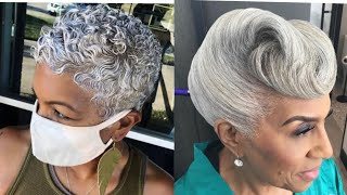 Most Slayed Salt And Pepper Hairstyles For Black Women 50+