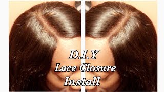 How To:  Install  Lace Closure Middle Part Sew In - No Glue , Beginner Friendly