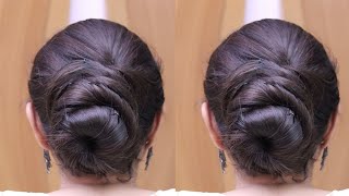 Simple Beautiful Low Bun Hairstyle   For Thin Hair | Easy Bun Hairstyle For Long Hair Girls | Juda