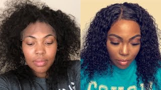 Curly Lace Frontal Sew In Tutorial Very Detailed| Sunber Hair
