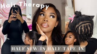 Hair Therapy - This Is Your Sign To Get Half Sew In Half Tape In Install Ft Curlsqueen