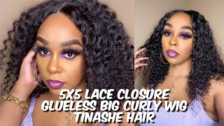 Deep Curly Glueless 5X5 Lace Closure Wig | Tinashe Hair | Lindsay Erin