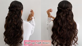 How To Do Half Up Half  Down Hairstyle With Hollywood Waves