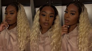 Ombre 1B/613 Lacefront Wig | Bleaching, Plucking, Styling In Crimps Fr. Ashimary Hair