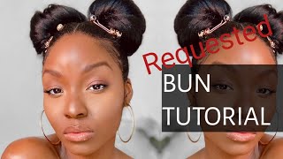How To: Space Buns On Relaxed Hair| Requested Double Bun Tutorial