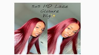 From Black To Red W/ No Bleach || 5X5 Hd Lace Closure Wig || Ft: Divahglam Hair || Antasia Monae