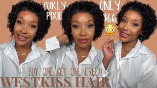 $66 Human Hair Wig??!  Watch Me Install & Style This Short Curly Pixie Wig| Ft. Westkiss Hair