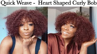 Short Curly Heart Shaped Bob - Quick Weave - Under $20 // Curling Beauty Supply Synthetic Hair