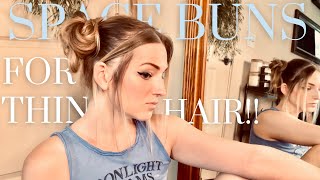 Step-By-Step How To Do Space Buns On Very Thin Hair || For Beginners