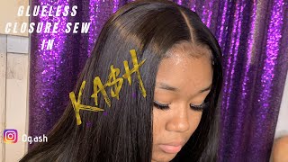 Lace Closure Sew In | No Glue No Tape ,Elastic Band Method | Styled Like Frontal
