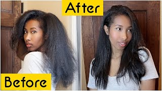 Relaxed Hair Straightening Routine No Blow Drying