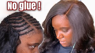 No Glue! How To Install A Sew-In Closure On Dark Skin | Very Detailed
