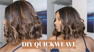 How To: Diy Middle Part Quick Weave On 4C Hair| Messy Bob