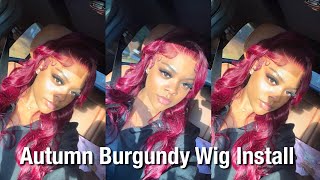 Perfect Autumn Burgundy Wig Install | Unice