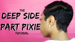 Short Relaxed Hair Tutorial | The Deep Side Part Pixie