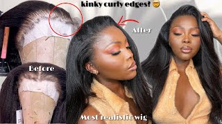 Most Natural & Realistic Hairline With Kinky Edges| No Glue + No Baby Hairclean Install| Idn Hair