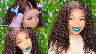 Easy Chocolate Brown Curly Hair 5X5 Lace Closure Installation | Petite-Sue Divinitii