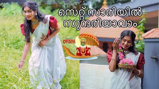 Easy Kerala Saree Look For Onam| 2 Min Hairstyle| Affordable Onam Settu Saree Look|Asvi Malayalam