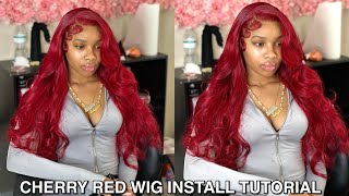 Cherry Red Wig Install Tutorial | Tinashe Hair