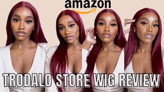 13X4 Hd Transparent Lace Front Human Hair Wig On Amazon | Best Burgundy Dark Red Wig | Trodalo Hair