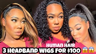 Buy 1 Get 3 Big Sale!!! Throw&Go Headband Bob Wigs Human Hair Ft. Alipearl Hair
