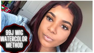 Dying A Wig 99J Watercolor Method | Beauty Forever Hair Closure Wig