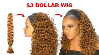 I'M So Shook!! $3 Curly Wig Using Braid Extension