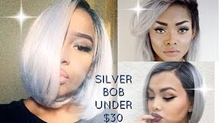 *Synthetic Wig*  $30 Silver Blunt Bob Lace Wig | The Wig- (Lh-Nicky)