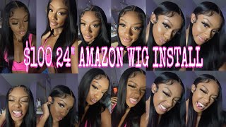 $100 Amazon Wig Install | How To Get Your Wig Flat And Bone Straight