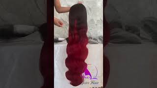 Joice Hair Omber Red Color  Body Wave Human Hair Wig