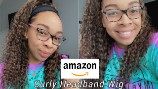 22 Inch Curly Headband Wig | Amazon Hair Ft Benafee Hair | Wig For Beginners No Lace No Glue Needed!